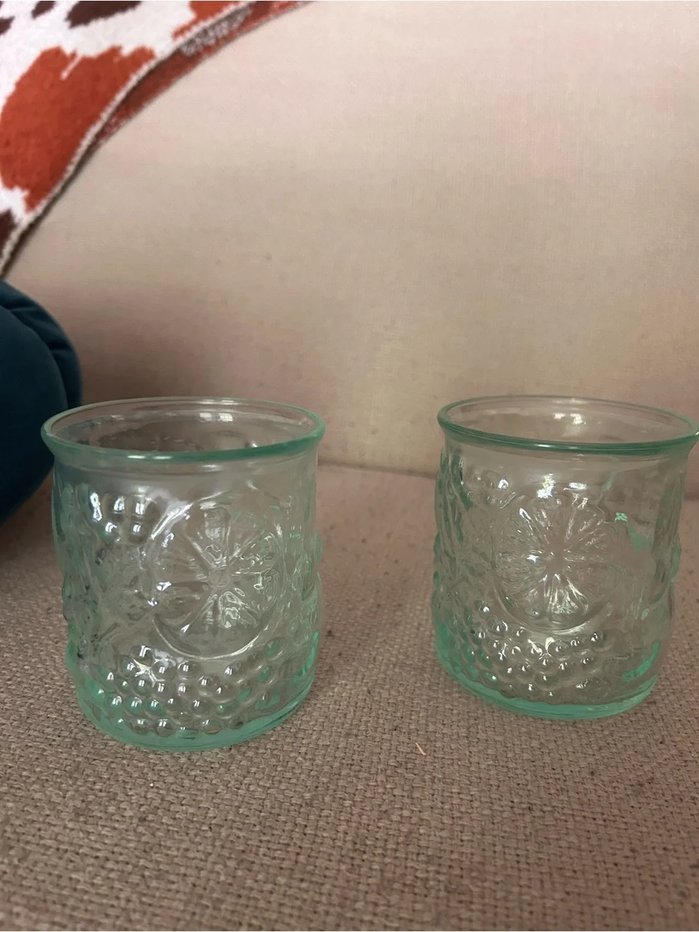 Amici Italian Green Frutta 12oz Glasses Set of 2 Kitchen Summer Drinking Cups